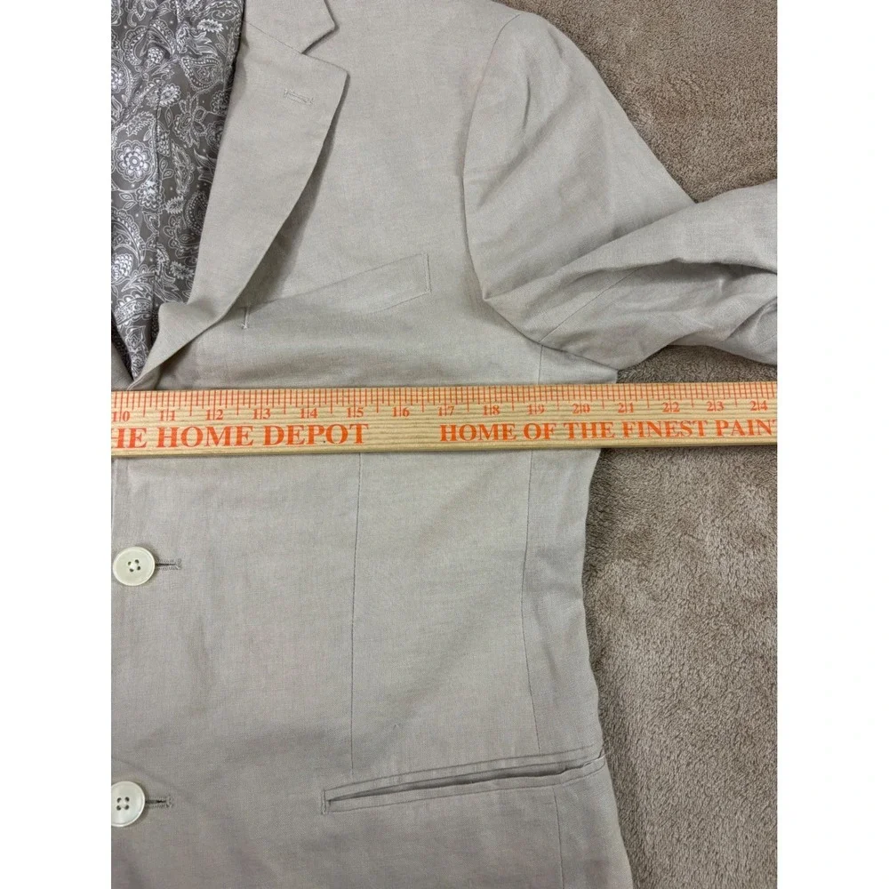 Lauren Ralph Lauren Black Label Linen Blazer‎ Men 36R Beige Floral Pattern Lined